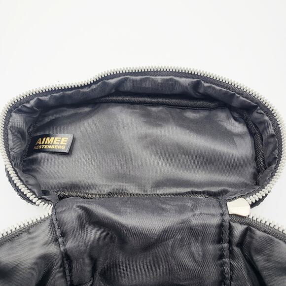 Aimee Kestenberg Black V Shaped Chevron Pattern Zip Around Cosmetic Make-up Bag - Picture 5 of 10